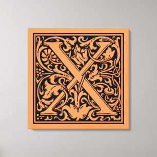 Letter X Mediaeval Monogram Art Nouveau Canvas Print