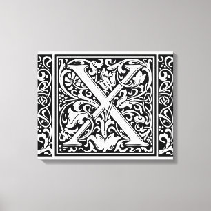 Letter X Mediaeval Monogram Art Nouveau Canvas Print