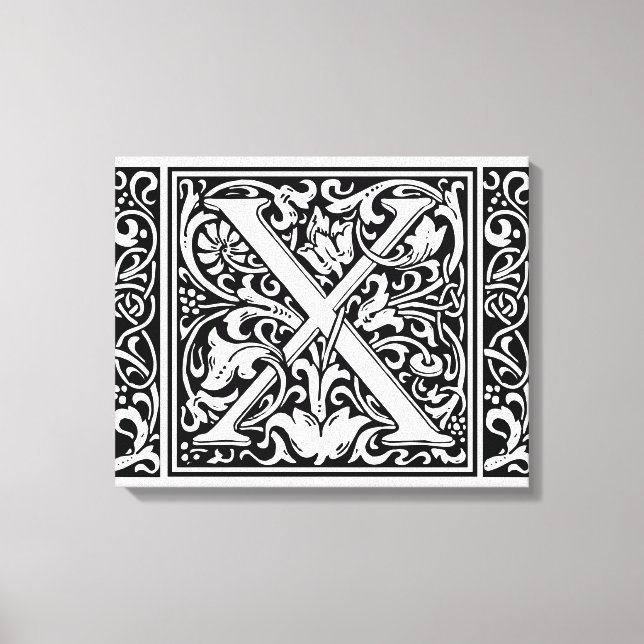 Letter X Mediaeval Monogram Art Nouveau Canvas Print (Front)