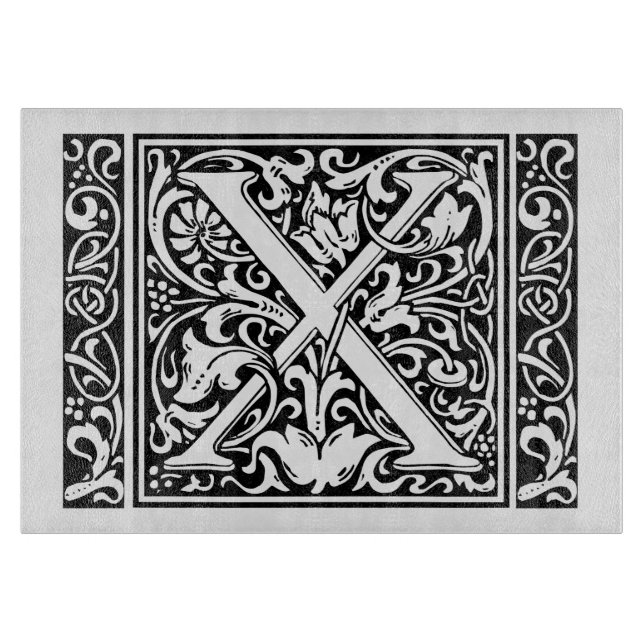 Letter X Mediaeval Monogram Art Nouveau Cutting Board (Front)