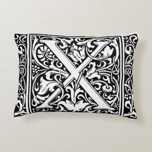 Letter X Mediaeval Monogram Art Nouveau Decorative Cushion