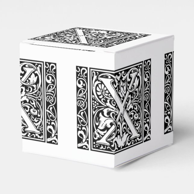 Letter X Mediaeval Monogram Art Nouveau Favour Box (Front Side)