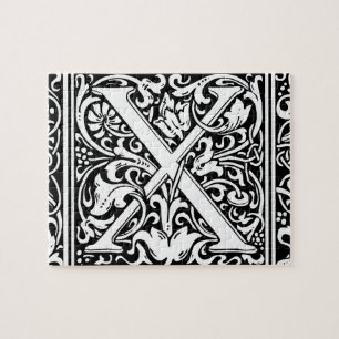Letter X Mediaeval Monogram Art Nouveau Jigsaw Puzzle