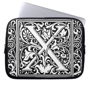 Letter X Mediaeval Monogram Art Nouveau Laptop Sleeve