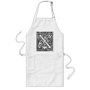Letter X Mediaeval Monogram Art Nouveau Long Apron