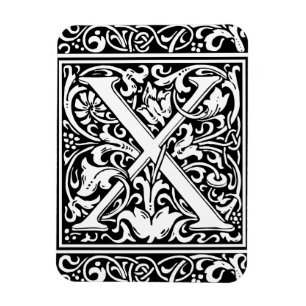 Letter X Mediaeval Monogram Art Nouveau Magnet