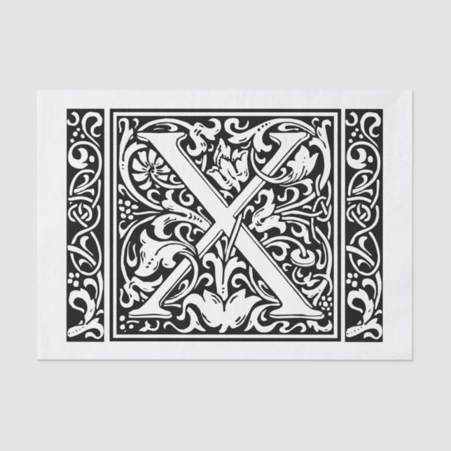 Letter X Mediaeval Monogram Art Nouveau Tissue Paper (Front)