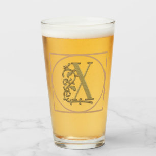 LETTER X MONOGRAM Beautiful Wedding New Home Gift Glass