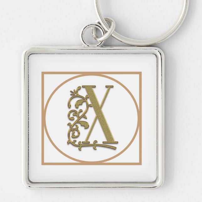 LETTER X MONOGRAM Beautiful Wedding New Home Gift Key Ring (Front)