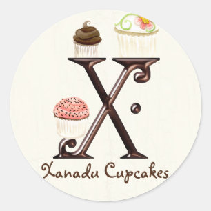 Letter X Monogram Cupcake Logo Business Stickers