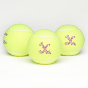 Letter X monogram girls personalised doodle art Tennis Balls