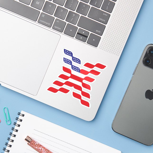 Letter X Monogram USA Flag (Laptop w/ iPhone)