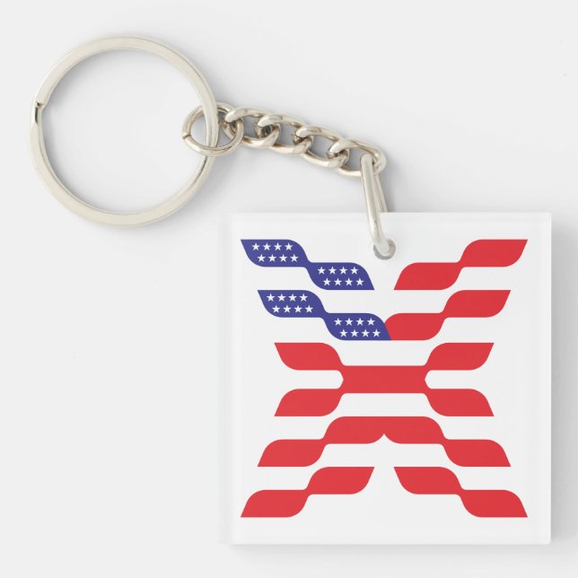 Letter X Monogram USA Flag Key Ring (Front)