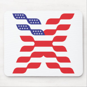 Letter X Monogram USA Flag Mouse Mat