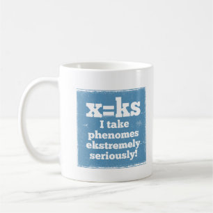 letter x phenome ks sound phonics coffee mug