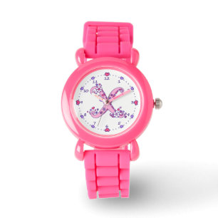 Letter X pink monogram personalised girls watch