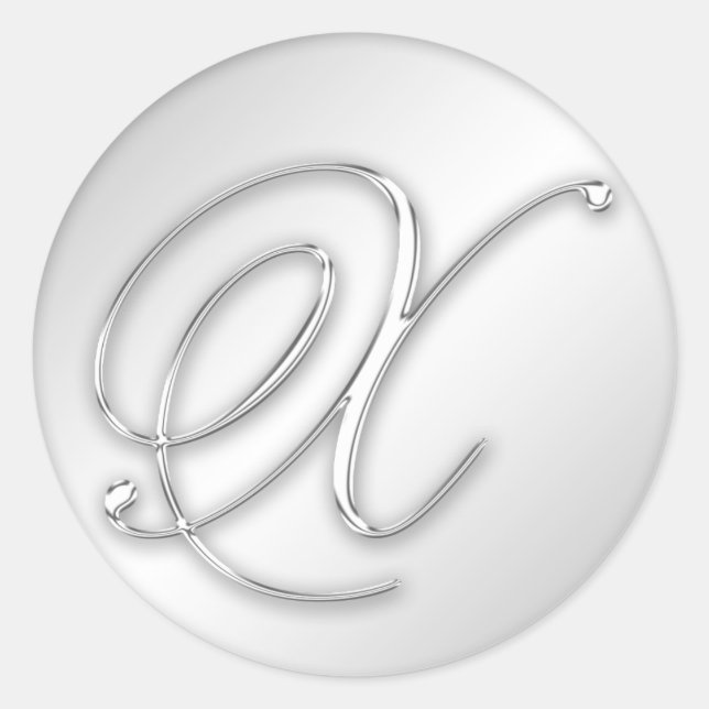 Letter X script initial faux silver monogram favou Classic Round Sticker (Front)