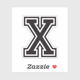 Letter X sporty college font alphabet