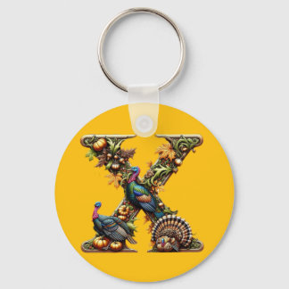 Letter X Thanksgiving turkey style  Key Ring