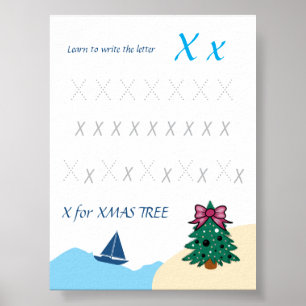 Letter X Tracing Poster for Kids