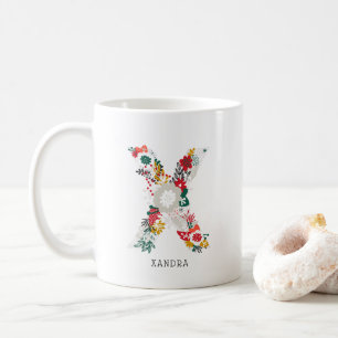 Letter X   Whimsical Floral Letter Monogram I Mug