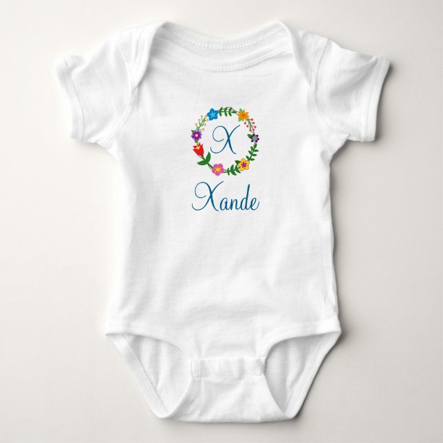 Letter X, Xande + Flowers Customisable Bodysuit (Front)