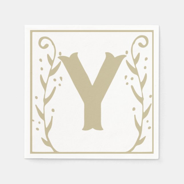 Letter Y Alphabet Block Gender Neutral Baby Shower Napkin (Front)