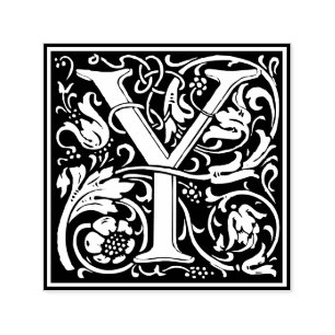 Letter Y art nouveau black and white Tile Self-inking Stamp