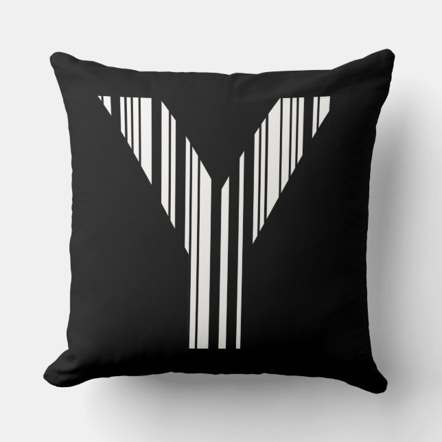 LETTER Y BAR CODE First Initial Barcode Pattern Cushion (Front)
