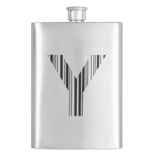 LETTER Y BAR CODE First Initial Barcode Pattern Hip Flask