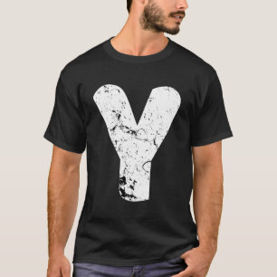 Letter Y Big Capital Alphabet Monogram Distressed  T-Shirt