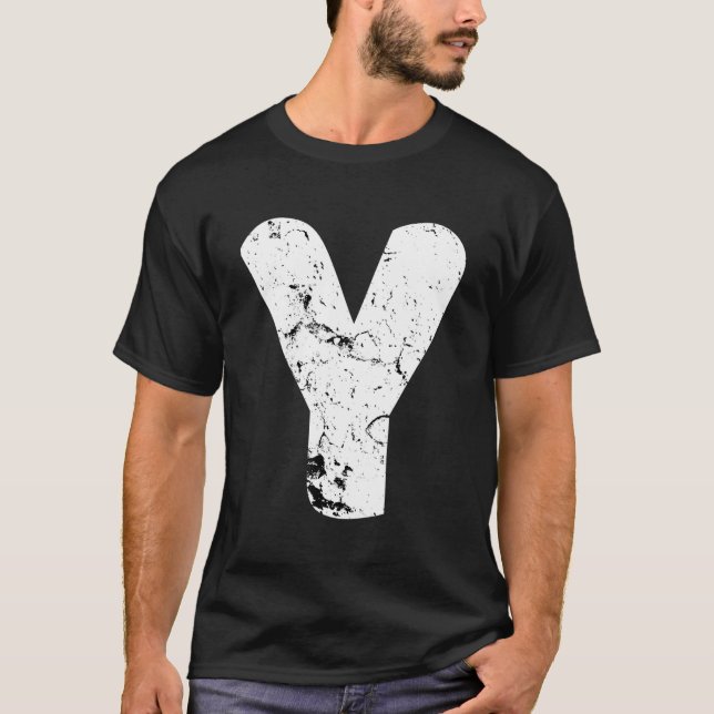 Letter Y Big Capital Alphabet Monogram Distressed  T-Shirt (Front)