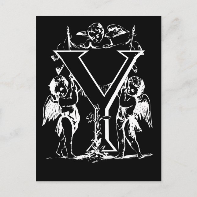 Letter Y Black and White Monogram Cards (Front)