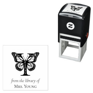 Letter Y Butterfly Monogram From the Library Of Self-inking Stamp