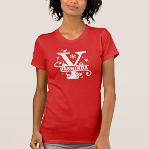 Letter Y Christmas Monogram Initial Name Red T-Shirt