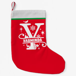 Letter Y Christmas Monogram Initial Name Red White Small Christmas Stocking