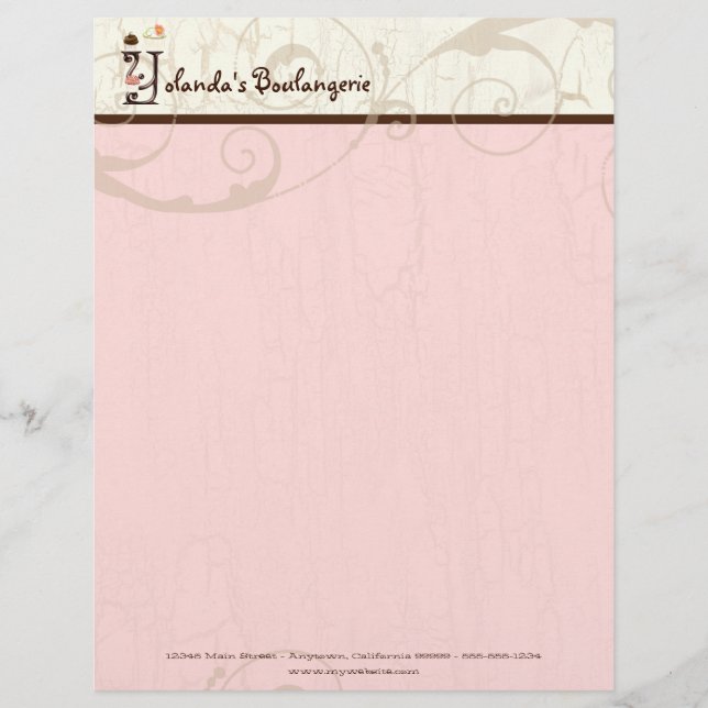 Letter Y  Cupcake Business Letterhead Template (Front)