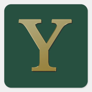 Letter Y Gold Square Sticker