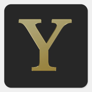 Letter Y Gold Square Sticker
