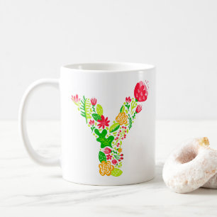 Letter y in Flowers Coffee Mug