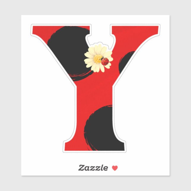 Letter Y Ladybug Print with Ladybug and Flower (Sheet)