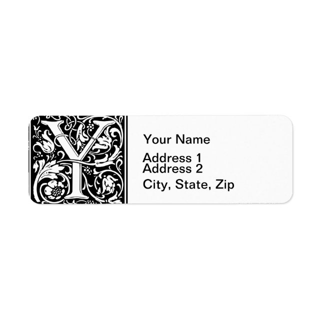 Letter Y Mediaeval Monogram Art Nouveau (Front)