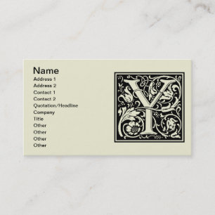 Letter Y Mediaeval Monogram Art Nouveau Business Card