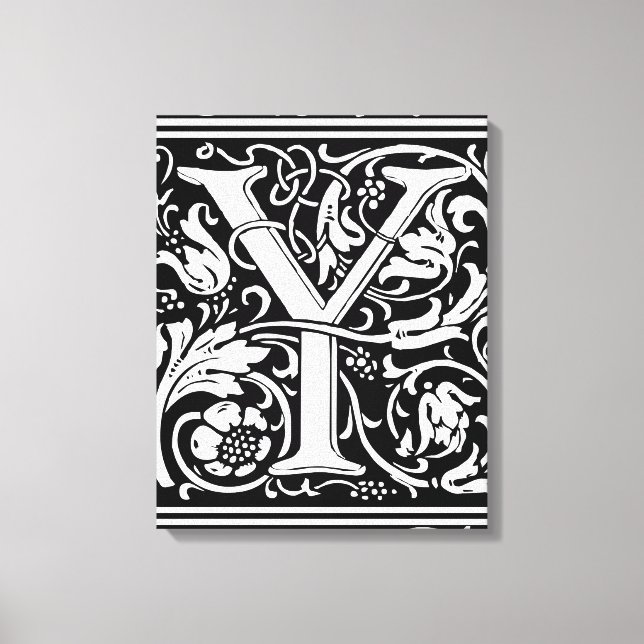 Letter Y Mediaeval Monogram Art Nouveau Canvas Print (Front)