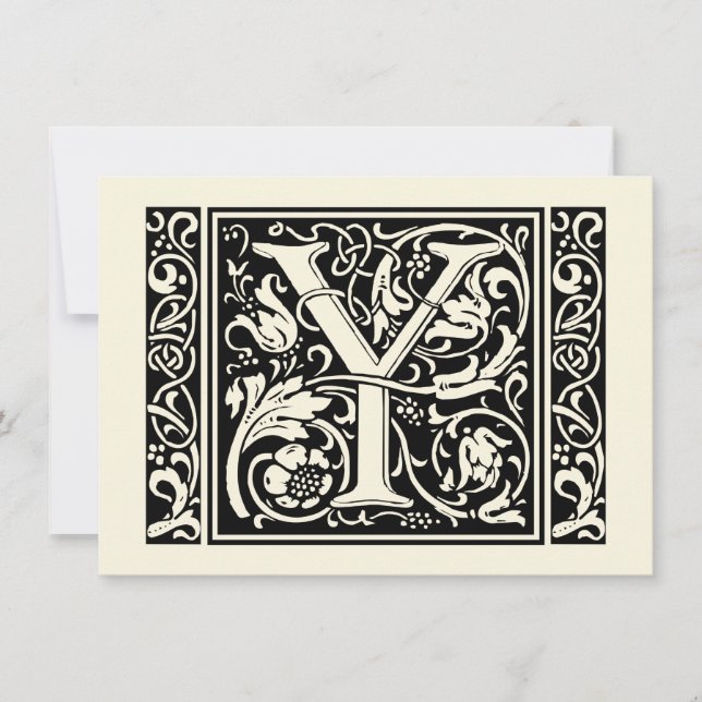 Letter Y Mediaeval Monogram Art Nouveau Invitation (Front)