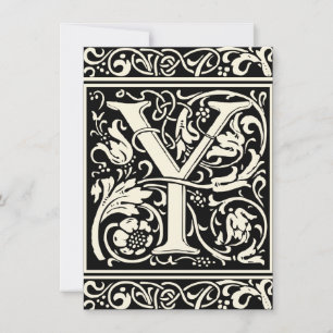 Letter Y Mediaeval Monogram Art Nouveau Invitation