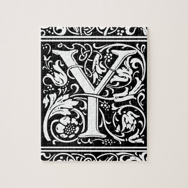 Letter Y Mediaeval Monogram Art Nouveau Jigsaw Puzzle (Vertical)