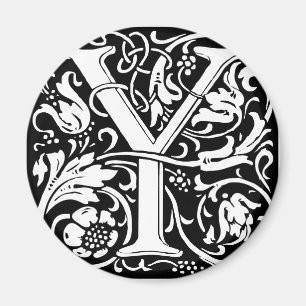Letter Y Mediaeval Monogram Art Nouveau Magnet