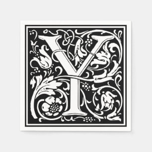 Letter Y Mediaeval Monogram Art Nouveau Napkin