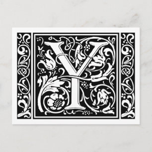 Letter Y Mediaeval Monogram Art Nouveau Postcard